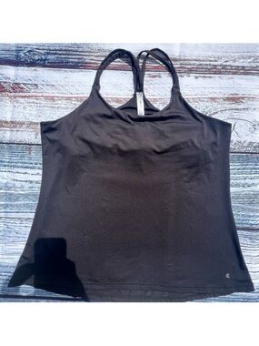 ✅ Kyodan Tennis Black Athletic workout Tank Top with Built In Bra